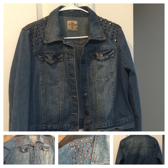 Highway Jeans Jackets & Blazers - Studded Cropped Jean Denim Jacket~ Sz Jr.-XL